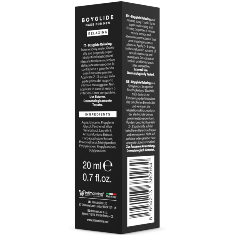 Intimateline Boyglide 20 ml - Lubrificante, kit da 3 - vista laterale