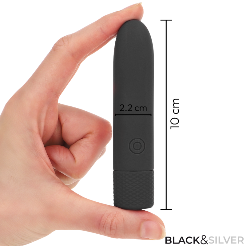 Black & Silver Geri Usb - Mini massaggiatore - in mano per le dimensioni