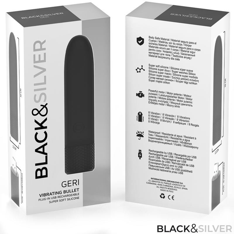 Black & Silver Geri Usb - Mini massaggiatore - vista frontale