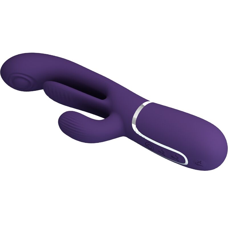 Pretty Love Shania - Massaggiatore doppio, colore viola - in mano per le dimensioni
