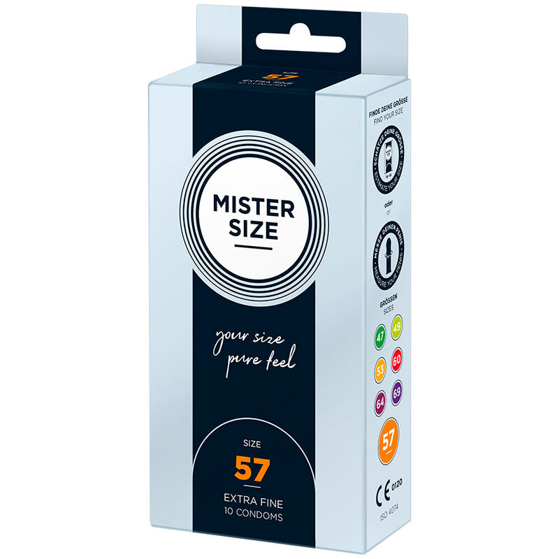 Mister Size 57 MM 10 pezzi - Preservativi, kit da 3 - vista laterale