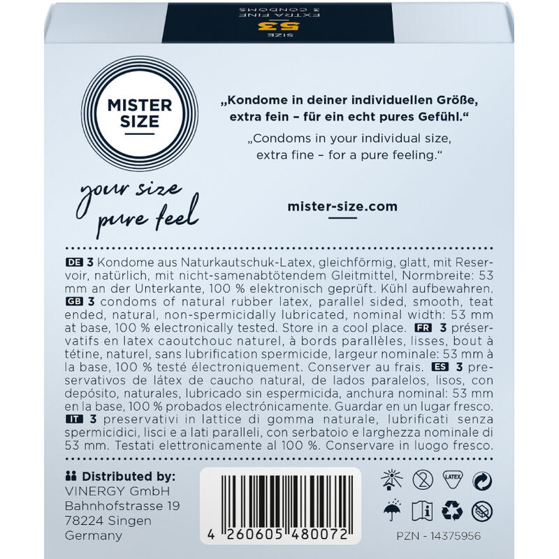 Mister Size 53 MM 3 pezzi - Preservativi, kit da 3 - dettaglio