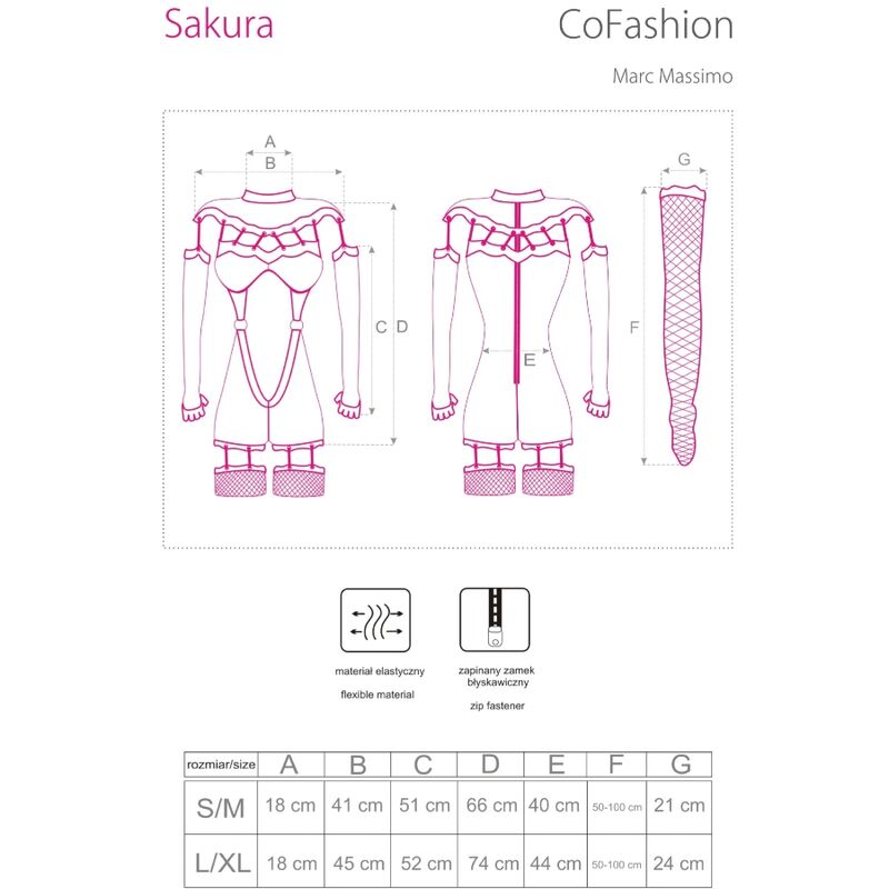 Livco Corsetti Fashion Sakura CF 90357 Tuta + Guanti Lunghi + Cintura Reggicalze - Completo intimo - nella confezione