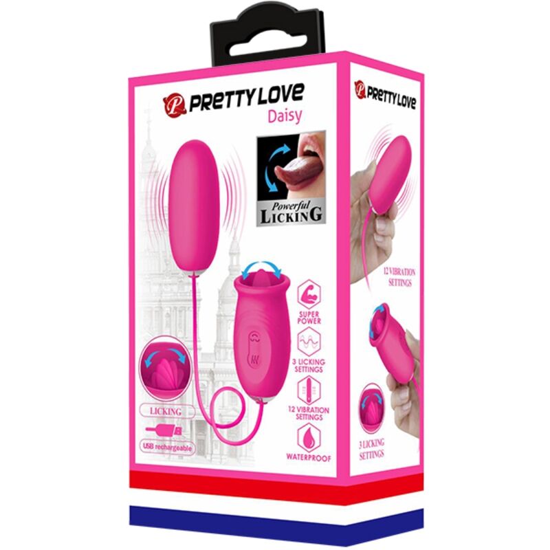 Pretty Love Ovulo - Ovetto massaggiante, colore margherita + lingua stimolante rosa - vista laterale