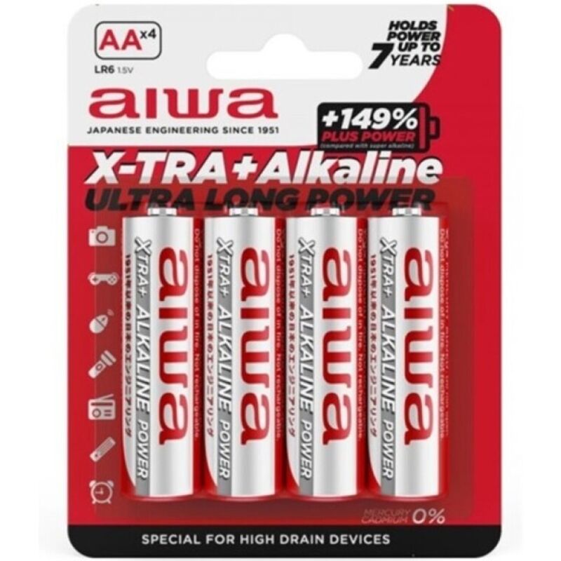 Aiwa X Tra Alkaline AA Batteria Alcalinica LR6 Blister 4 - Accessorio intimo