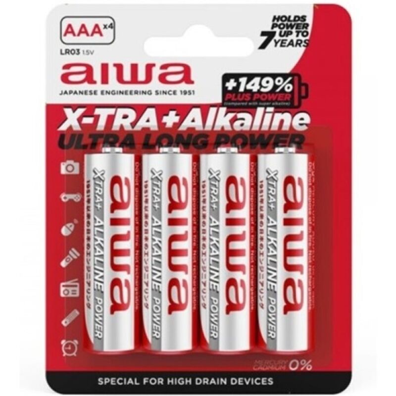 Aiwa Batteria Alcalina X Tra Aaa Lr03 Blister 4 - Accessorio intimo