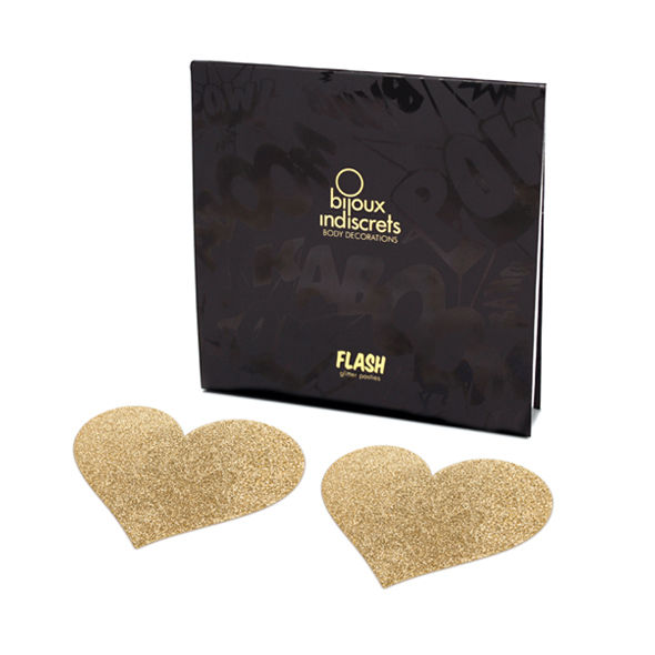 Bijoux Indiscrets Copri Capezzoli Flash Cuore Dorato - Lingerie - vista laterale