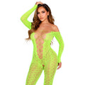Leg Avenue Senza Cavallo Exotic Snake Lace Neon Green - Bodystocking