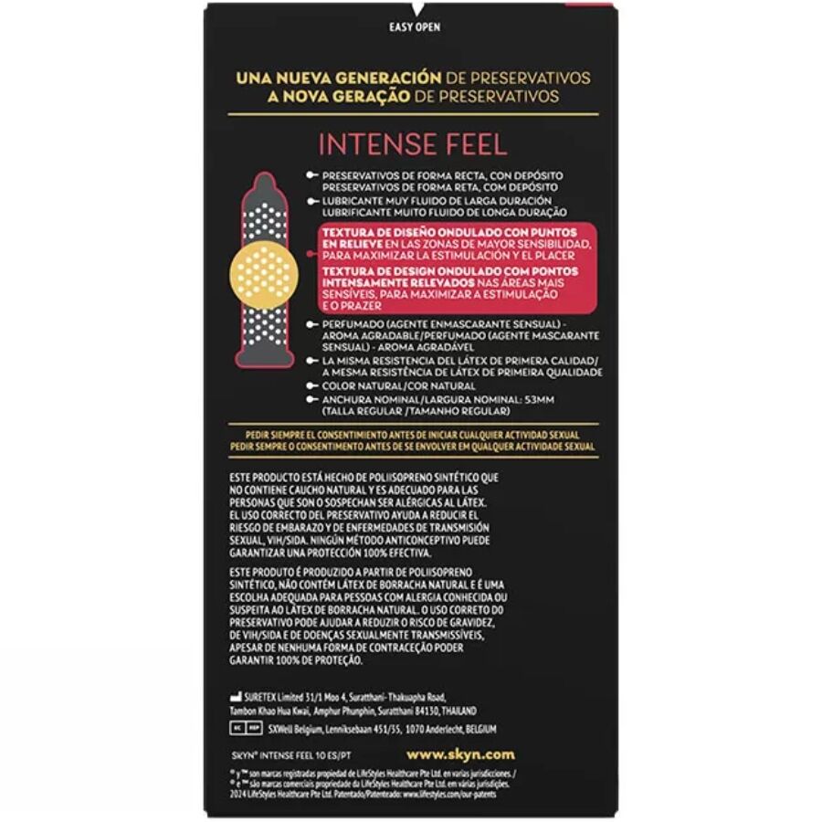 Skyn Textured Intense Feel 10 pezzi - Preservativi, kit da 3 - vista laterale