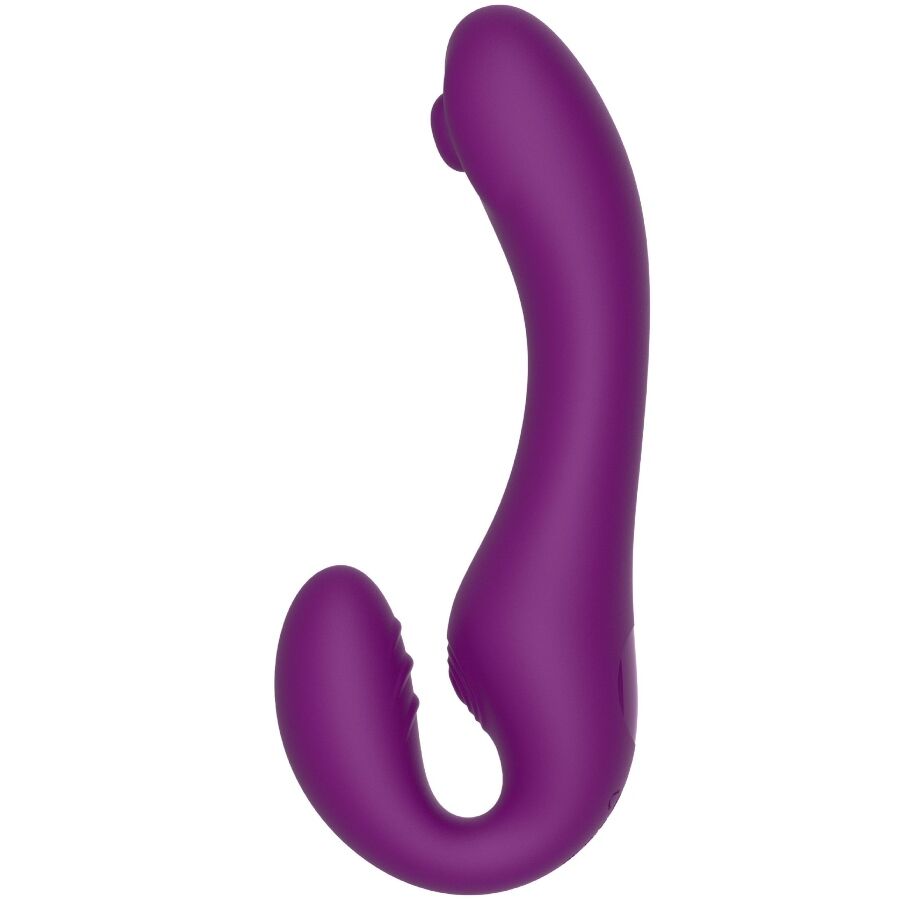 Xocoon 1 Strapless Strap ON - Massaggiatore doppio - in mano per le dimensioni