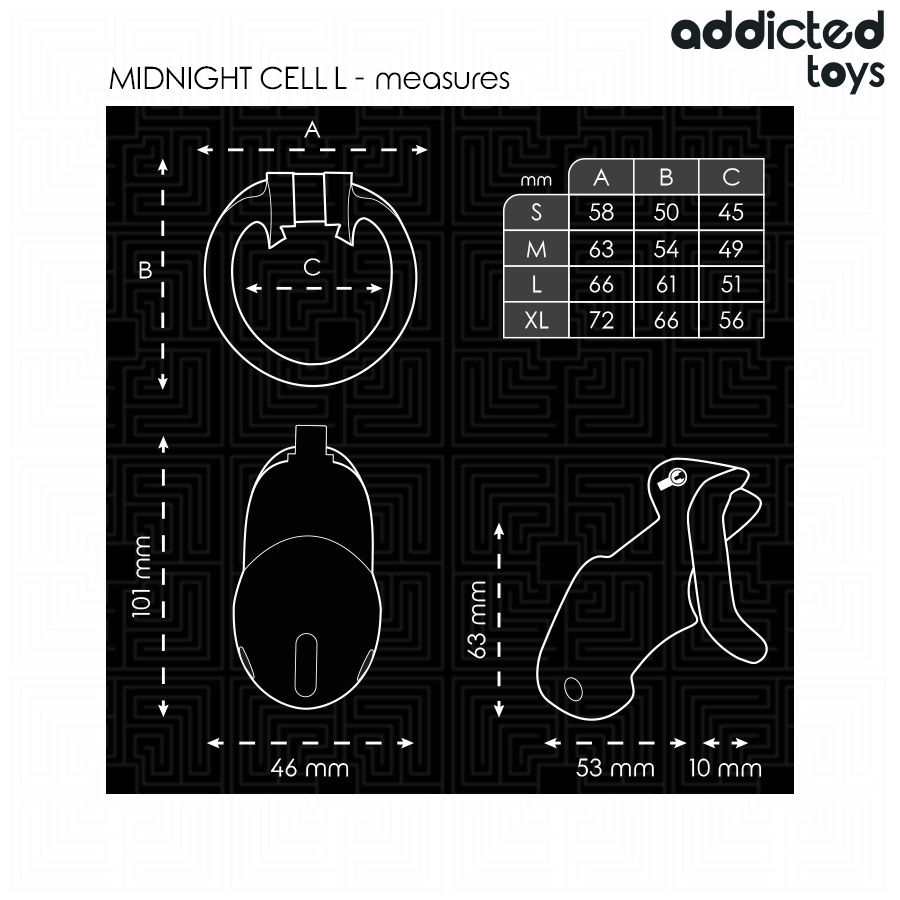 Addicted Toys Locked Mindnight Cell Gabbia - Accessorio intimo - in mano per le dimensioni