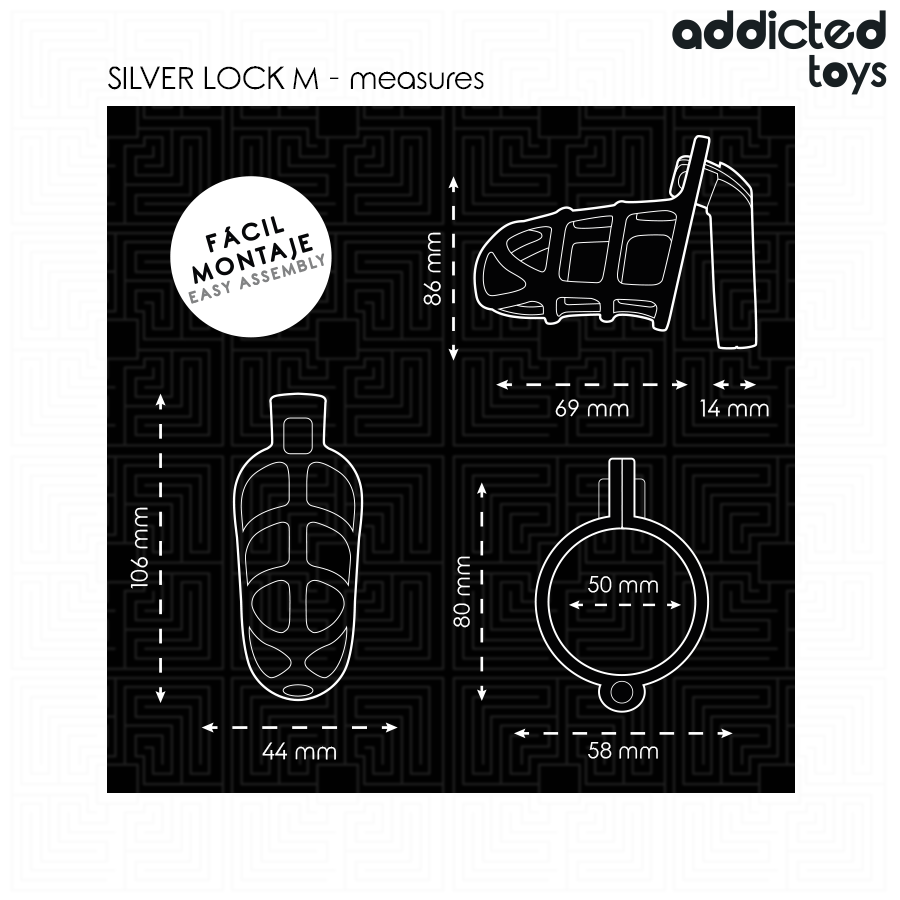 Addicted Toys Locked Gabbia - Accessorio intimo, colore serratura argento - in mano per le dimensioni