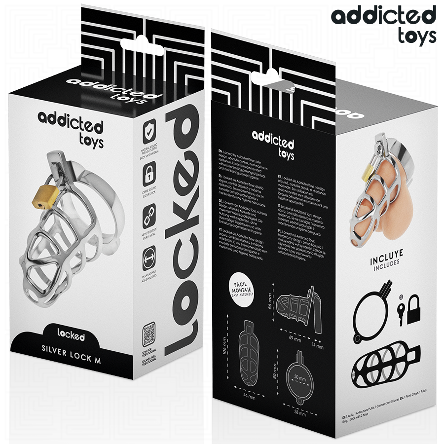 Addicted Toys Locked Gabbia - Accessorio intimo, colore serratura argento - retro