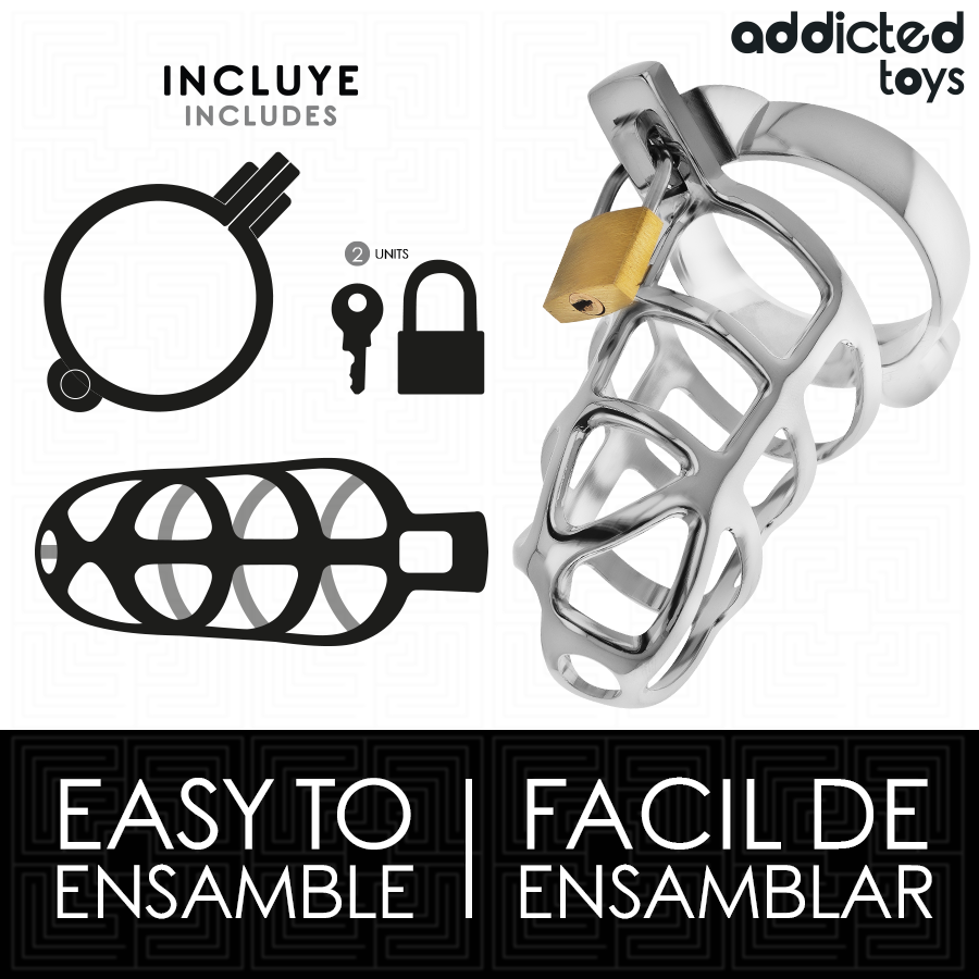 Addicted Toys Locked Gabbia - Accessorio intimo, colore metallo bloccaggio argento - nella confezione