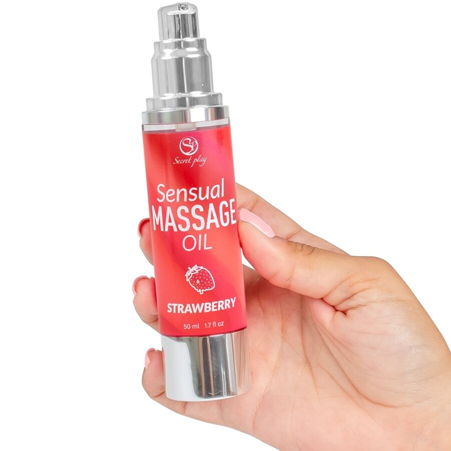 Secretplay Massaggi Alla Fragola - Olio da massaggio, kit da 3 - vista laterale