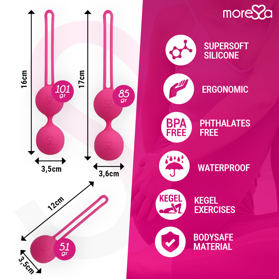 Moressa Osian Premium - Palline Kegel, colore rosa one 51 two 101 three 85 - nella confezione