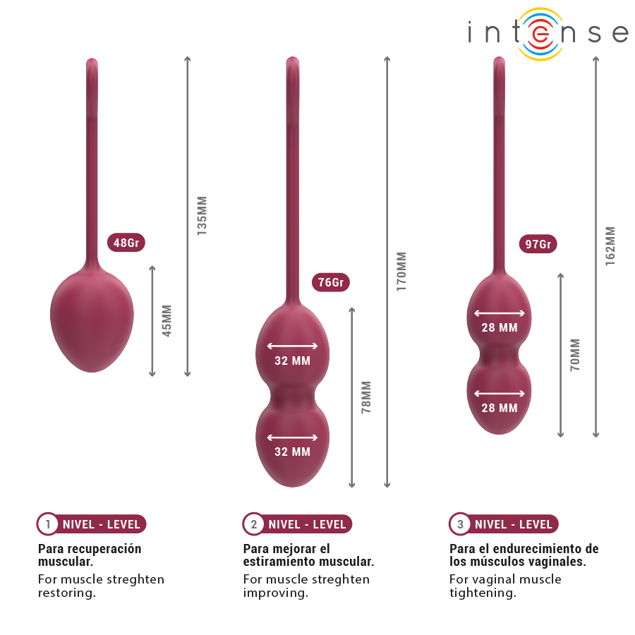 Intense Kit Palline Kegel Charli - Palline Kegel, colore bordeaux - in mano per le dimensioni