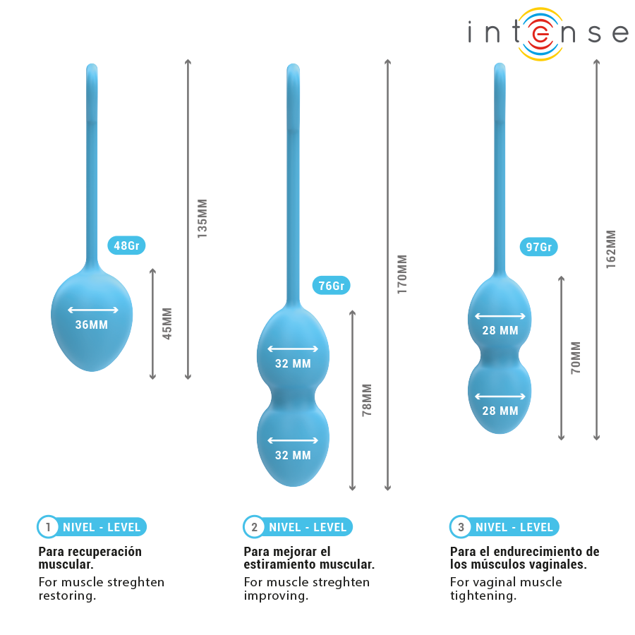 Intense Kit Palline Kegel Charli - Palline Kegel, colore blu - in mano per le dimensioni