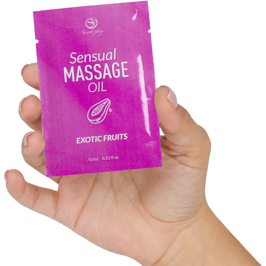 Secretplay Monodose AI Frutti Esotici 10 ml - Olio da massaggio, kit da 3 - vista laterale