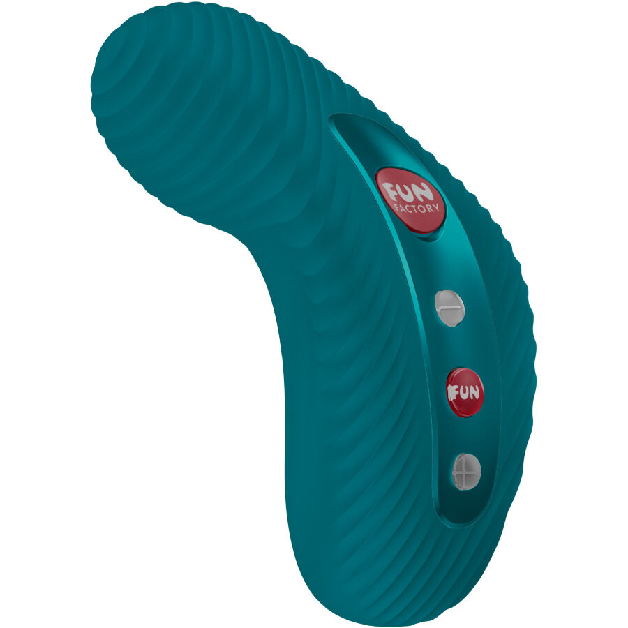 Fun Factory Laya Iii Lay ON - Massaggiatore esterno, colore verde bottiglia - vista laterale