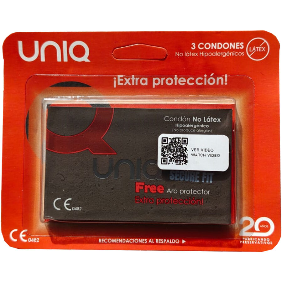 Uniq Secure Fit Senza Lattice 3 pezzi - Preservativi, kit da 3