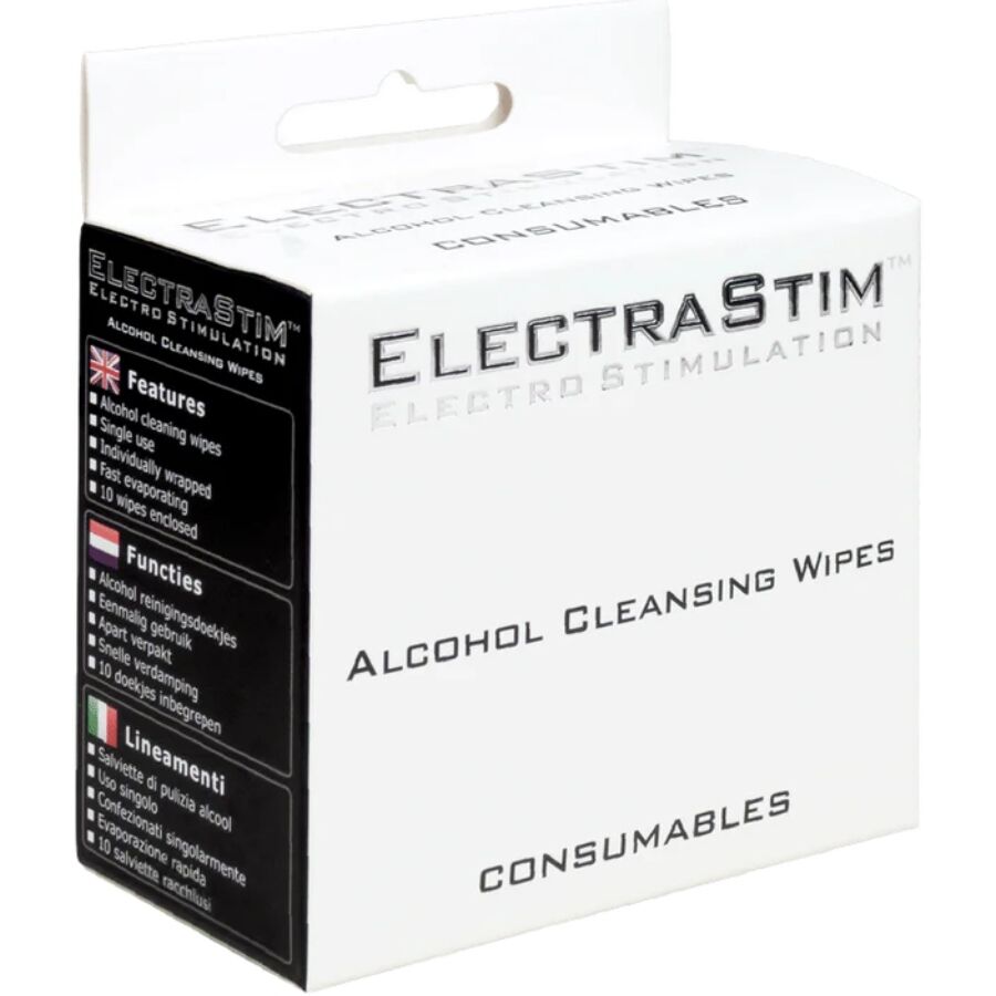 Electrastim Salviettine Detergenti All'alcool 10 pezzi - Detergente per toy intimi, kit da 3