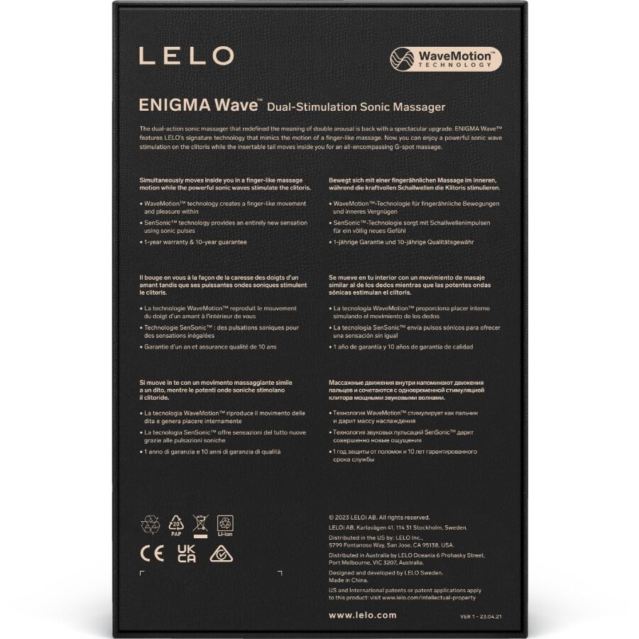 LELO Enigma Wave - Massaggiatore curvo, colore nero - in mano per le dimensioni