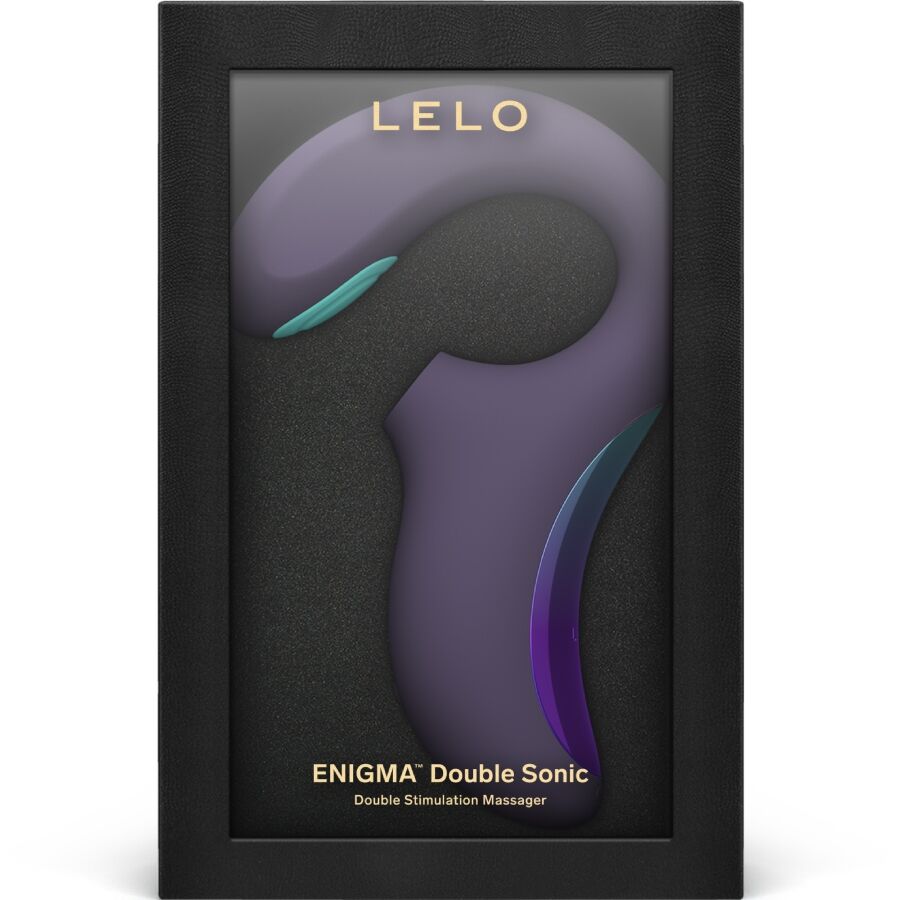LELO Enigma Double Sonic Point - Massaggiatore curvo, colore cyber purple - nella confezione