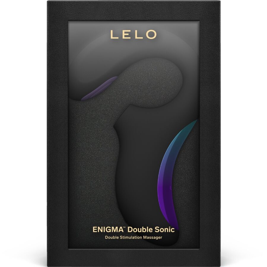 LELO Enigma Double Sonic Point - Massaggiatore curvo, colore nero - nella confezione