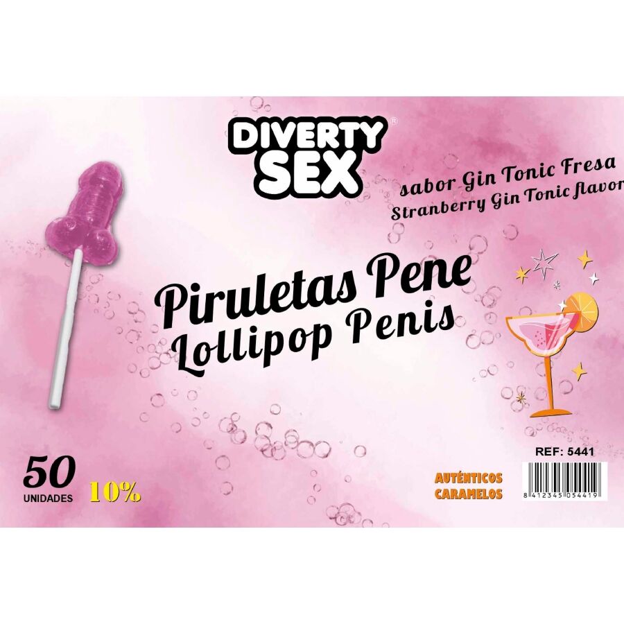 Diablo Goloso 50 Lecca Lecca - Accessorio intimo, colore gin tonic fragola 10 alcool