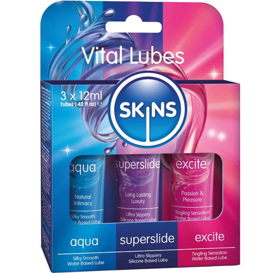 Skins Kit Lubrificanti Vitali Aqua Superslide Excite 3 X 12 ml - Lubrificante, kit da 3