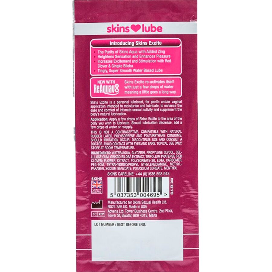Skins Excite 5 ml - Lubrificante, kit da 3 - vista laterale