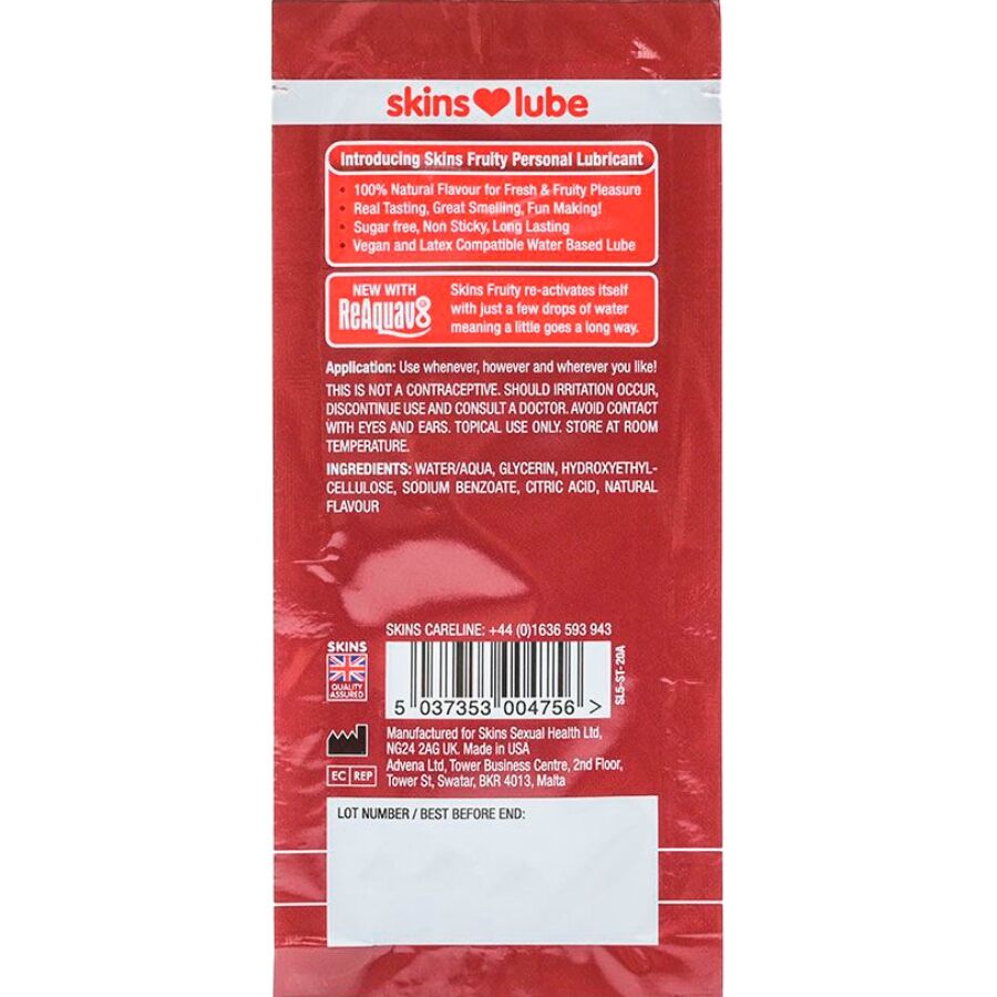 Skins Fruttato 5 ml - Lubrificante, kit da 3, colore fragola - vista laterale