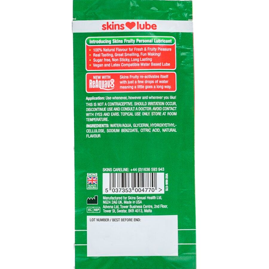 Skins Fruttato 5 ml - Lubrificante, kit da 3, colore standard - vista laterale