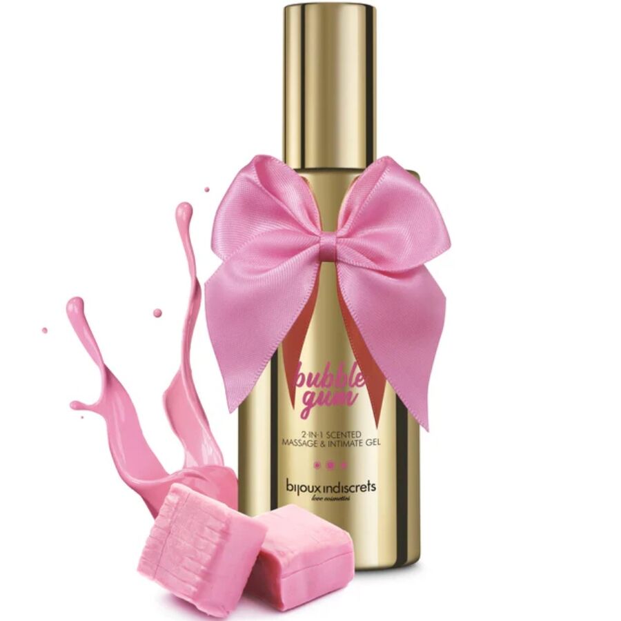 Bijoux Indiscrets Bubble Gum 2Â Inâ 1 Gel Profumato 100 ml - Olio da massaggio, kit da 3 - vista laterale