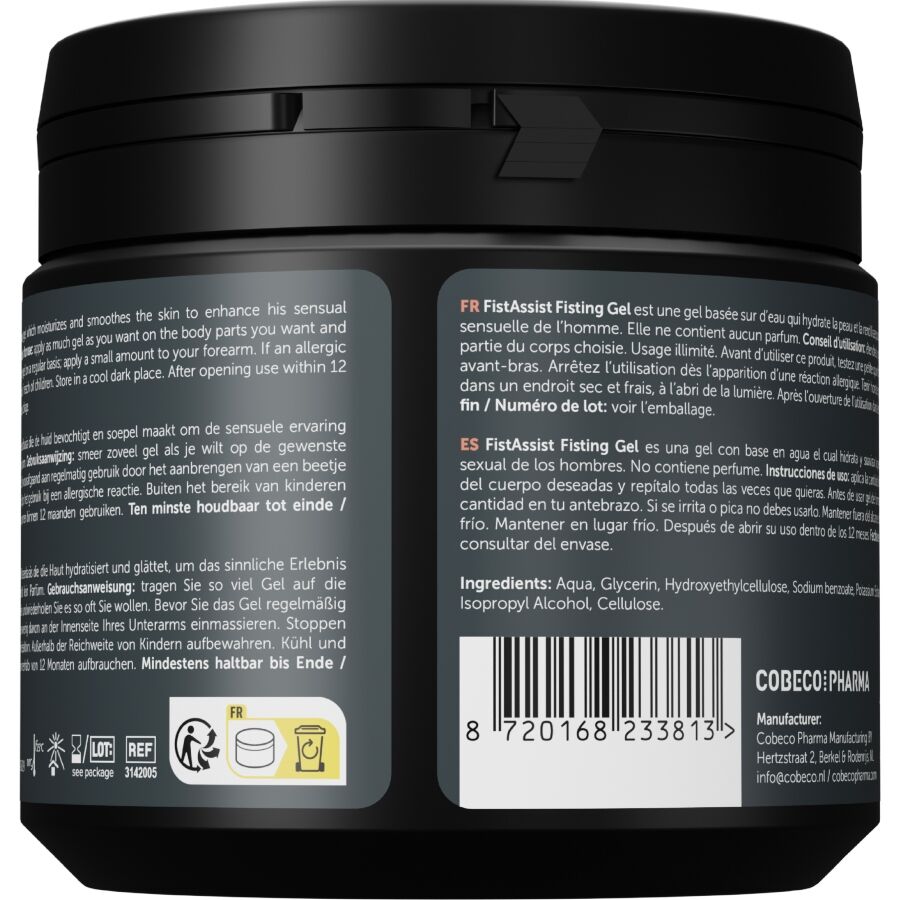 Cobeco Fist Assist Fisting Gel 500 ml - Lubrificante, kit da 3 - vista laterale