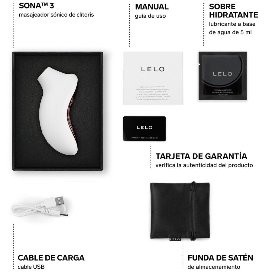LELO Sona 3 - Massaggiatore, colore bianco - in mano per le dimensioni