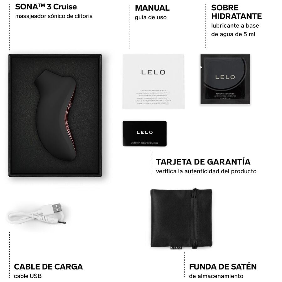 LELO Sona 3 Cruise - Massaggiatore, colore nero - in mano per le dimensioni