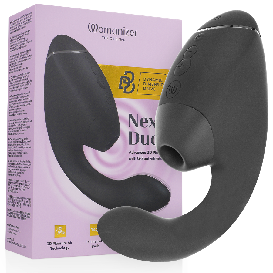 Womanizer Duo Next - Massaggiatore ad aria pulsata, colore nero
