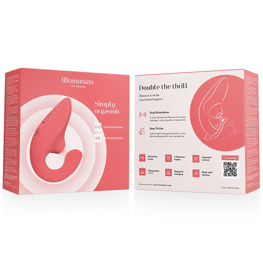 Womanizer Blend Vibrant Rose - Massaggiatore ad aria pulsata - in mano per le dimensioni
