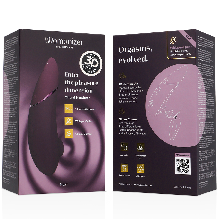 Womanizer Next - Massaggiatore ad aria pulsata, colore viola scuro - nella confezione