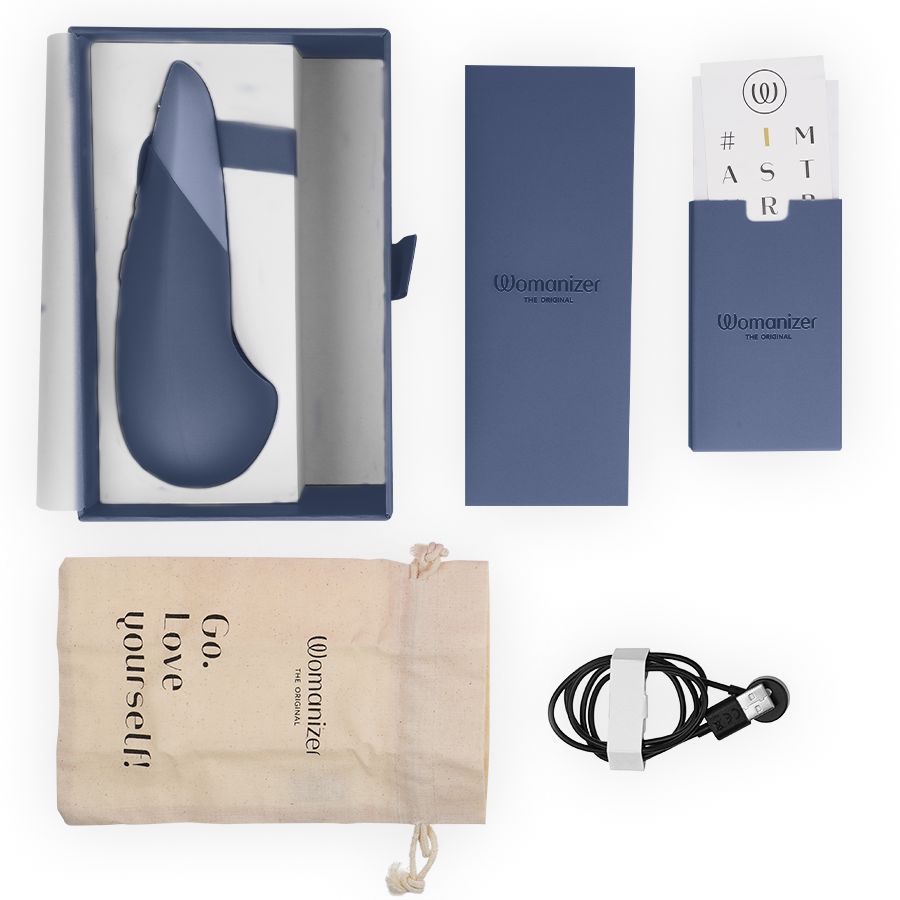 Womanizer Vibe Lay ON - Massaggiatore esterno, colore blu scuro - nella confezione