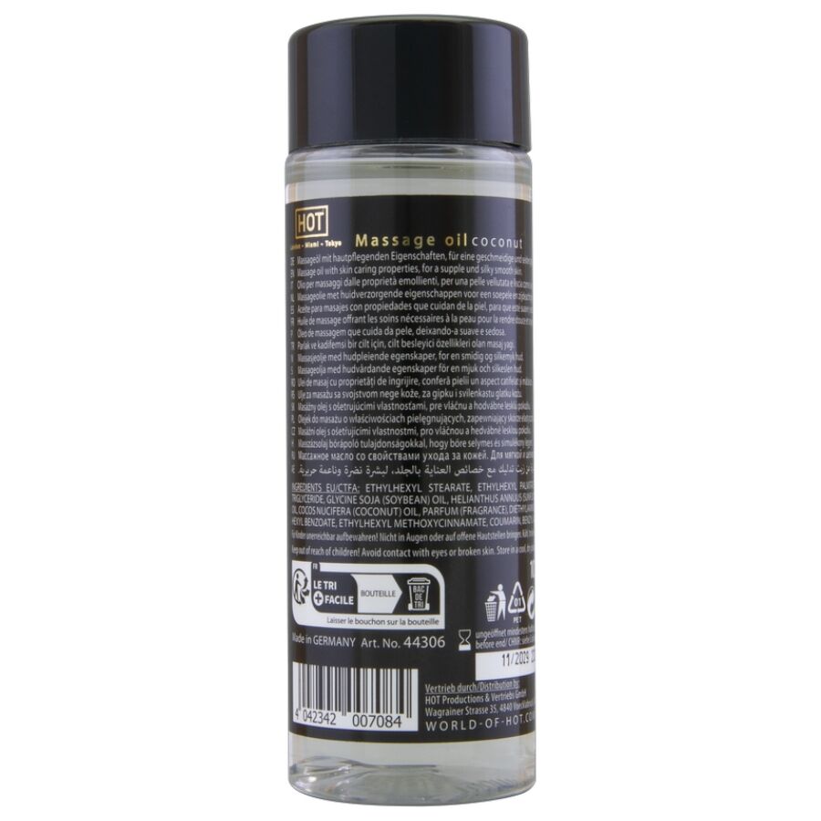 Hot AL Cocco 100 ml - Olio da massaggio, kit da 3 - vista laterale