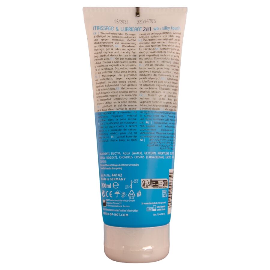Hot Massage Glide Gel 2in1 Tocco Setoso 200 ml - Lubrificante, kit da 3 - vista laterale