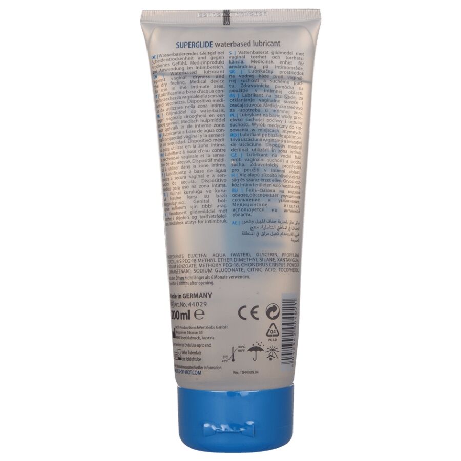 Hot Superglide Liquid Pleasure 200 ml - Lubrificante, kit da 3 - vista laterale