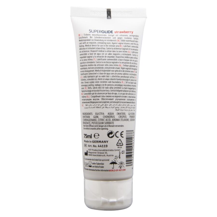 Hot Superglide 75 ml - Lubrificante, kit da 3, colore fragola - vista laterale