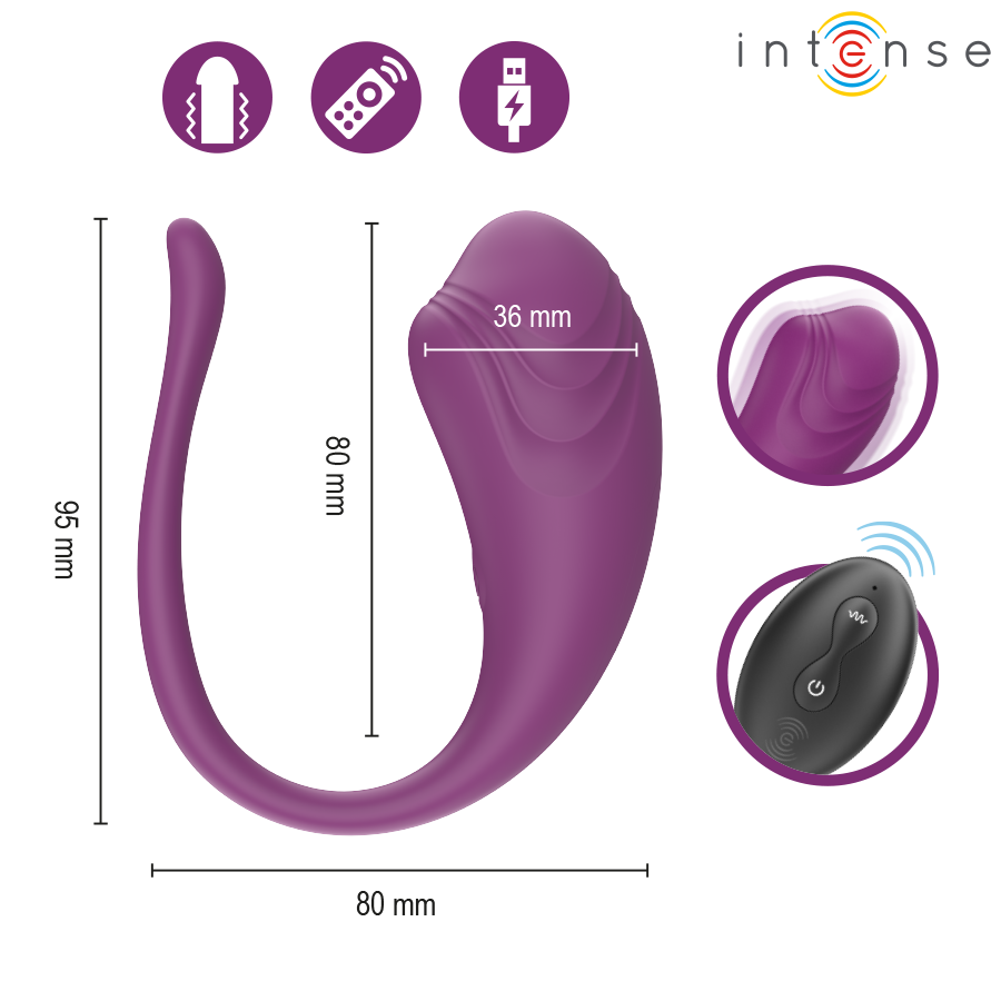 Intense Olivia - Ovetto massaggiante, colore purple - in mano per le dimensioni
