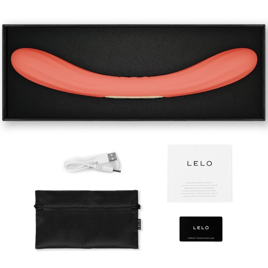 LELO Boomerang - Massaggiatore di coppia, colore estremità rosso corallo - nella confezione