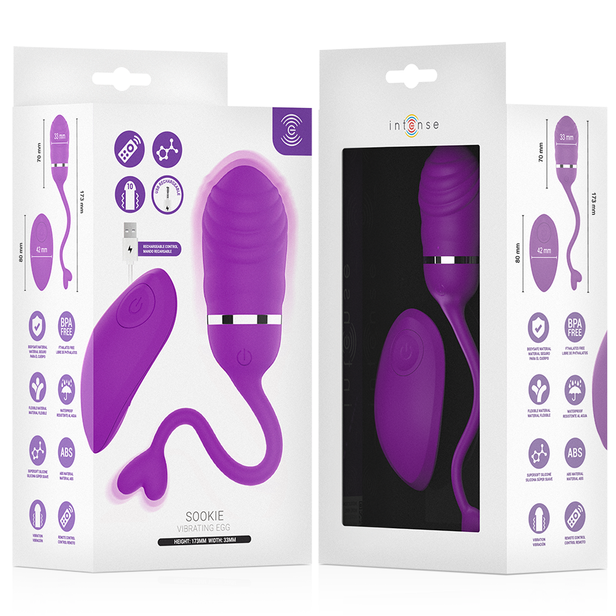Intense Sookie - Massaggiatore con telecomando, colore viola - in mano per le dimensioni