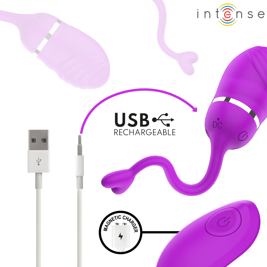 Intense Sookie - Massaggiatore con telecomando, colore viola - vista frontale